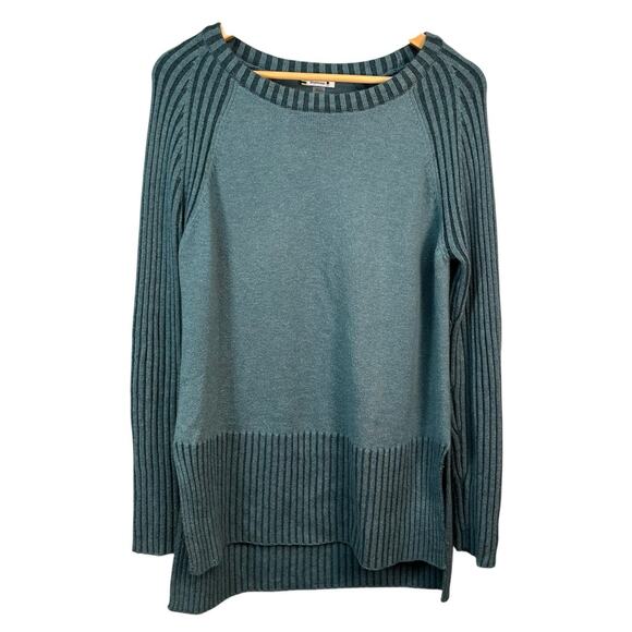 Smartwool‎ Womens Soft Ripple Creek Sweater Striped Ribbed Sleeve Teal Green L - Picture 1 of 4
